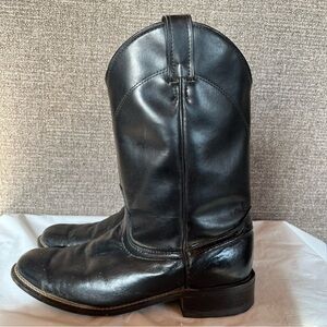 Laredo Vintage Black Leather Cowboy Boots Mens Size 8.5‎ M Made in USA Western
